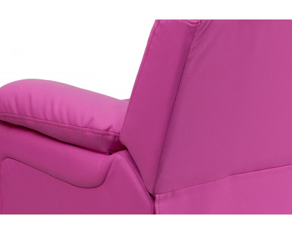 BLNK™ Charlie Deluxe Vinyl Padded Contemporary Kids Recliner with Storage Arms - Hot Pink