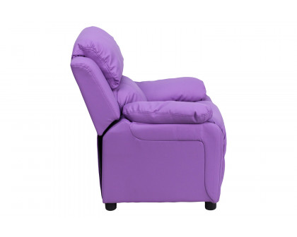 BLNK Charlie Deluxe Vinyl Padded Contemporary Kids Recliner with Storage Arms - Lavender