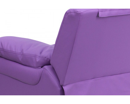 BLNK Charlie Deluxe Vinyl Padded Contemporary Kids Recliner with Storage Arms - Lavender