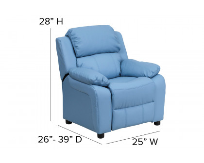 BLNK Charlie Deluxe Vinyl Padded Contemporary Kids Recliner with Storage Arms - Lavender