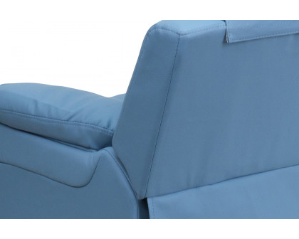 BLNK Charlie Deluxe Vinyl Padded Contemporary Kids Recliner with Storage Arms - Light Blue