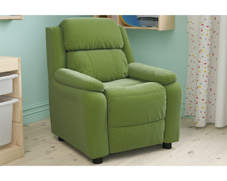 BLNK Charlie Deluxe Microfiber Padded Contemporary Kids Recliner with Storage Arms