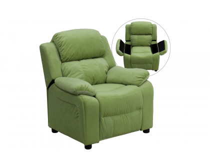 BLNK Charlie Deluxe Microfiber Padded Contemporary Kids Recliner with Storage Arms