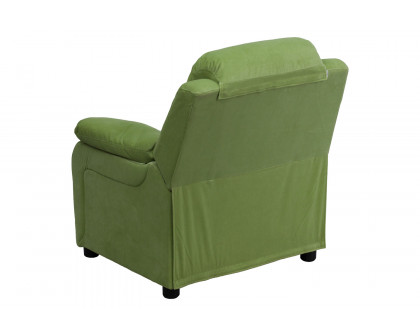 BLNK Charlie Deluxe Microfiber Padded Contemporary Kids Recliner with Storage Arms - Avocado