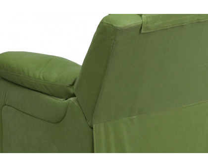 BLNK Charlie Deluxe Microfiber Padded Contemporary Kids Recliner with Storage Arms - Avocado