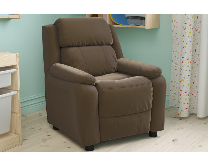 BLNK Charlie Deluxe Microfiber Padded Contemporary Kids Recliner with Storage Arms