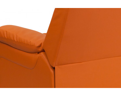 BLNK Charlie Deluxe Vinyl Padded Contemporary Kids Recliner with Storage Arms - Orange