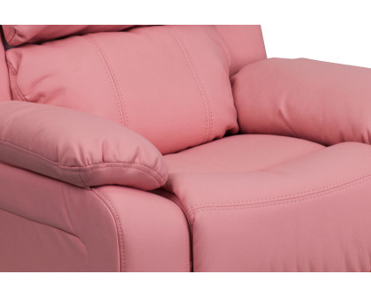 BLNK Charlie Deluxe Vinyl Padded Contemporary Kids Recliner with Storage Arms - Pink