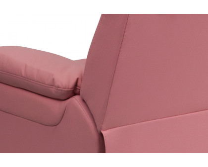 BLNK Charlie Deluxe Vinyl Padded Contemporary Kids Recliner with Storage Arms - Pink