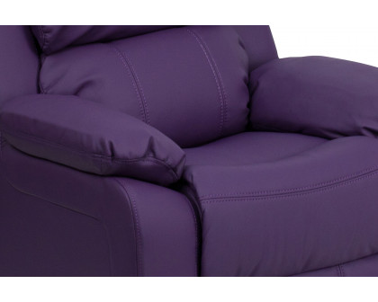 BLNK Charlie Deluxe Vinyl Padded Contemporary Kids Recliner with Storage Arms - Purple