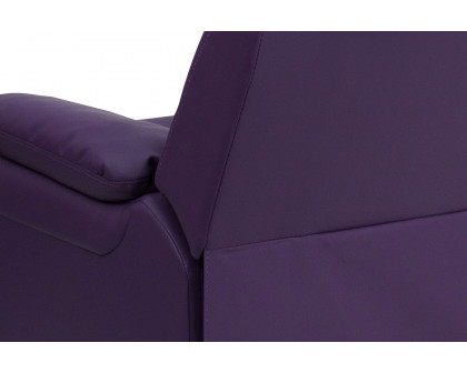 BLNK Charlie Deluxe Vinyl Padded Contemporary Kids Recliner with Storage Arms - Purple