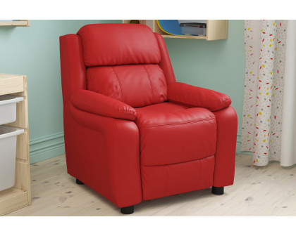 BLNK Charlie Deluxe Vinyl Padded Contemporary Kids Recliner with Storage Arms