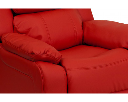 BLNK Charlie Deluxe Vinyl Padded Contemporary Kids Recliner with Storage Arms - Red