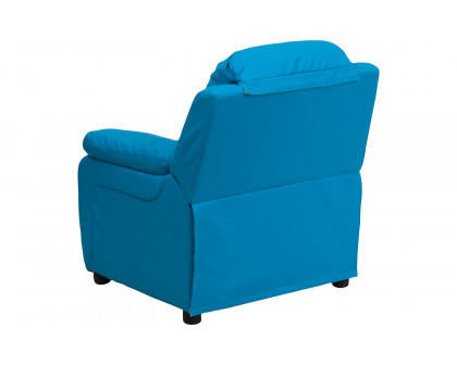 BLNK Charlie Deluxe Vinyl Padded Contemporary Kids Recliner with Storage Arms - Turquoise