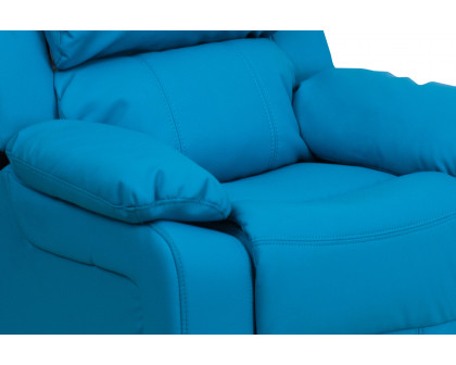 BLNK Charlie Deluxe Vinyl Padded Contemporary Kids Recliner with Storage Arms - Turquoise