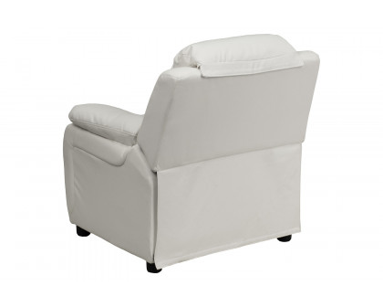 BLNK™ Charlie Deluxe Vinyl Padded Contemporary Kids Recliner with Storage Arms - White