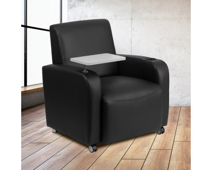 BLNK George LeatherSoft Guest Chair with Tablet Arm, Front Wheel Casters and Cup Holder