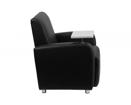 BLNK™ George LeatherSoft Guest Chair with Tablet Arm, Chrome Legs and Cup Holder - Black