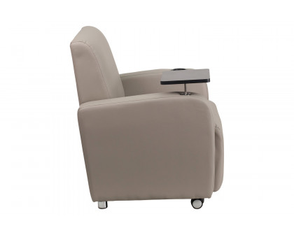 BLNK™ George LeatherSoft Guest Chair with Tablet Arm, Front Wheel Casters and Cup Holder - Gray