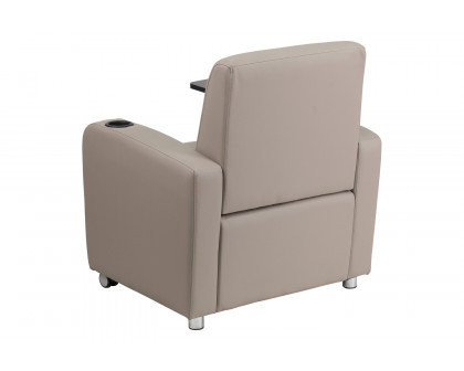 BLNK™ George LeatherSoft Guest Chair with Tablet Arm, Front Wheel Casters and Cup Holder - Gray