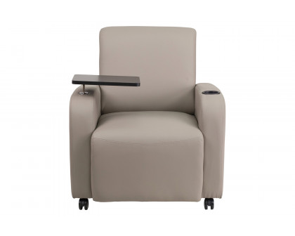 BLNK™ George LeatherSoft Guest Chair with Tablet Arm, Front Wheel Casters and Cup Holder - Gray