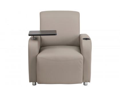 BLNK™ George LeatherSoft Guest Chair with Tablet Arm, Chrome Legs and Cup Holder - Gray