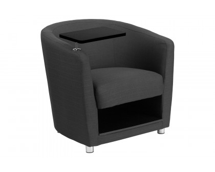 BLNK™ George Fabric Guest Chair with Tablet Arm, Chrome Legs and Under Seat Storage - Black Table