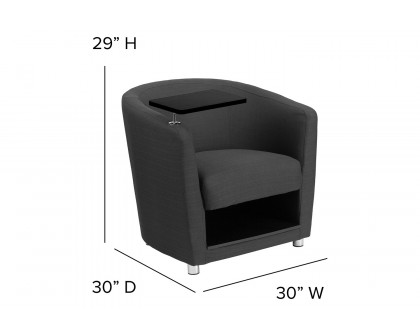 BLNK™ George Fabric Guest Chair with Tablet Arm, Chrome Legs and Under Seat Storage - Black Table