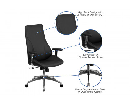 BLNK - Hansel LeatherSoft High-Back Smooth Upholstered Executive Swivel Office Chair with Arms