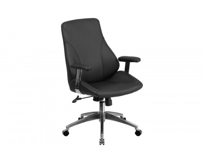 BLNK Hansel LeatherSoft Mid-Back Smooth Upholstered Executive Swivel Office Chair with Arms