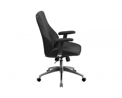 BLNK Hansel LeatherSoft Mid-Back Smooth Upholstered Executive Swivel Office Chair with Arms - Black