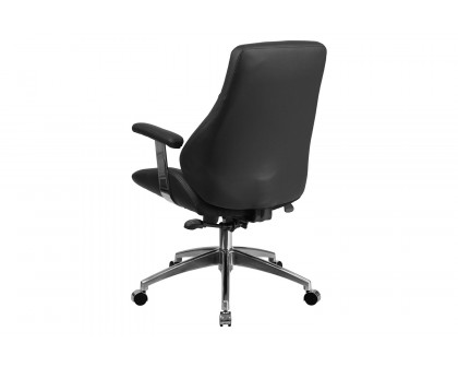 BLNK Hansel LeatherSoft Mid-Back Smooth Upholstered Executive Swivel Office Chair with Arms - Black