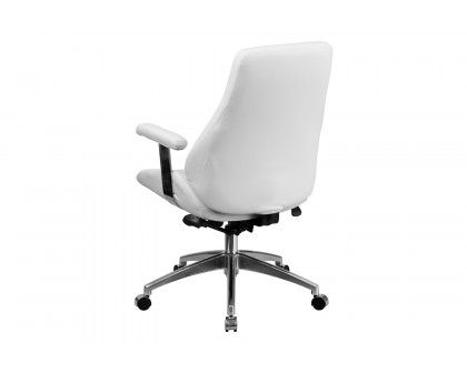 BLNK Hansel LeatherSoft Mid-Back Smooth Upholstered Executive Swivel Office Chair with Arms - White