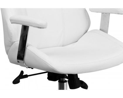 BLNK Hansel LeatherSoft Mid-Back Smooth Upholstered Executive Swivel Office Chair with Arms - White