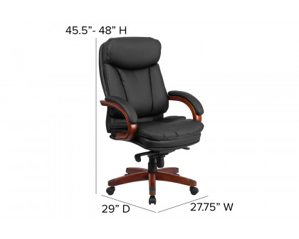 BLNK - Hansel LeatherSoft High-Back Executive Ergonomic Office Chair with Synchro-Tilt Mechanism, Mahogany Wood Base and Arms