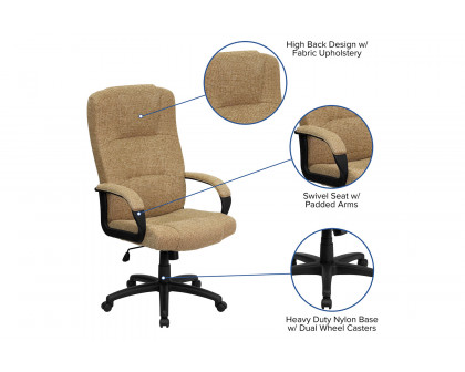 BLNK Rochelle Fabric High-Back Executive Swivel Office Chair with Arms - Beige