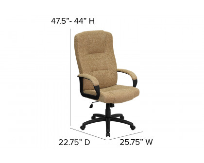 BLNK Rochelle Fabric High-Back Executive Swivel Office Chair with Arms - Beige