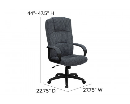 BLNK Rochelle Fabric High-Back Executive Swivel Office Chair with Arms - Gray