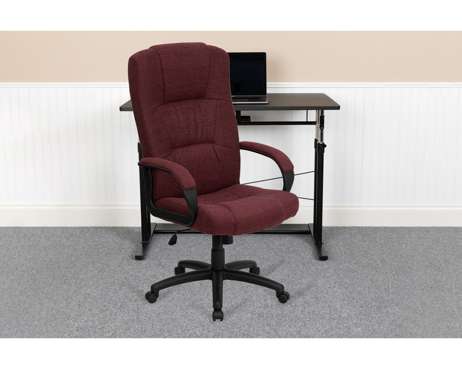 BLNK Rochelle Fabric High-Back Executive Swivel Office Chair with Arms - Burgundy