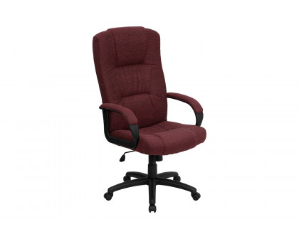 BLNK Rochelle Fabric High-Back Executive Swivel Office Chair with Arms - Burgundy