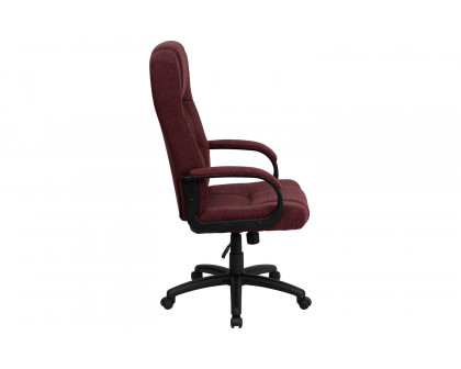 BLNK Rochelle Fabric High-Back Executive Swivel Office Chair with Arms - Burgundy