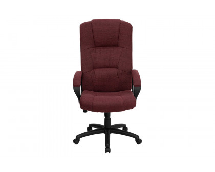 BLNK Rochelle Fabric High-Back Executive Swivel Office Chair with Arms - Burgundy