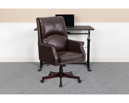 BLNK Hansel LeatherSoft High-Back Pillow Back Executive Swivel Office Chair with Arms