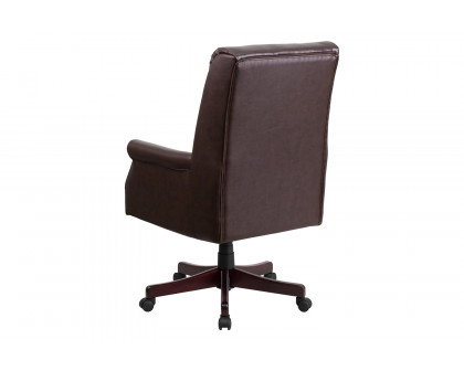 BLNK Hansel LeatherSoft High-Back Pillow Back Executive Swivel Office Chair with Arms - Brown