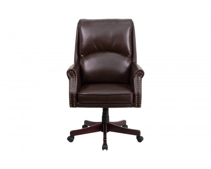 BLNK Hansel LeatherSoft High-Back Pillow Back Executive Swivel Office Chair with Arms - Brown