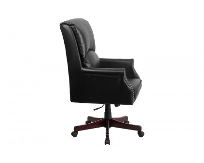 BLNK Hansel LeatherSoft High-Back Pillow Back Executive Swivel Office Chair with Arms - Black