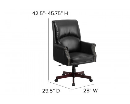 BLNK Hansel LeatherSoft High-Back Pillow Back Executive Swivel Office Chair with Arms - Black