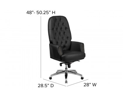 BLNK Hansel LeatherSoft High-Back Traditional Tufted Multifunction Executive Swivel Ergonomic Office Chair with Arms - Black