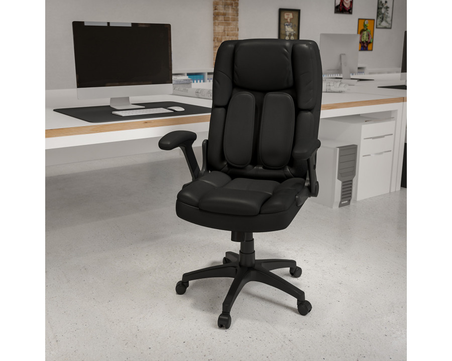 BLNK - Hansel LeatherSoft High-Back Extreme Comfort High-Back Executive Swivel Ergonomic Office Chair with Flip-Up Arms