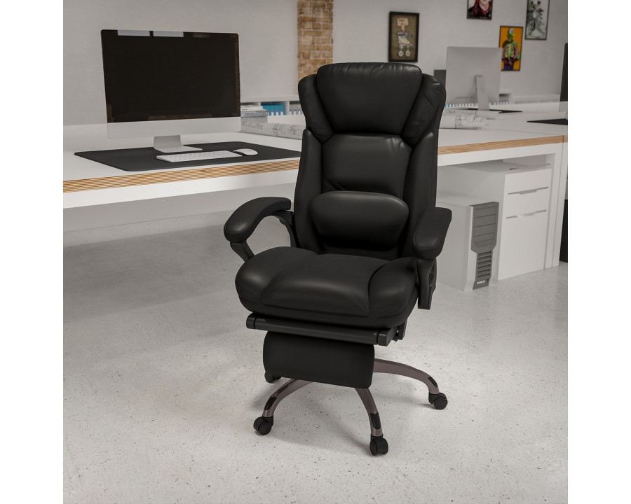 BLNK - Martin LeatherSoft High-Back Executive Reclining Ergonomic Swivel Office Chair with Outer Lumbar Cushion and Arms